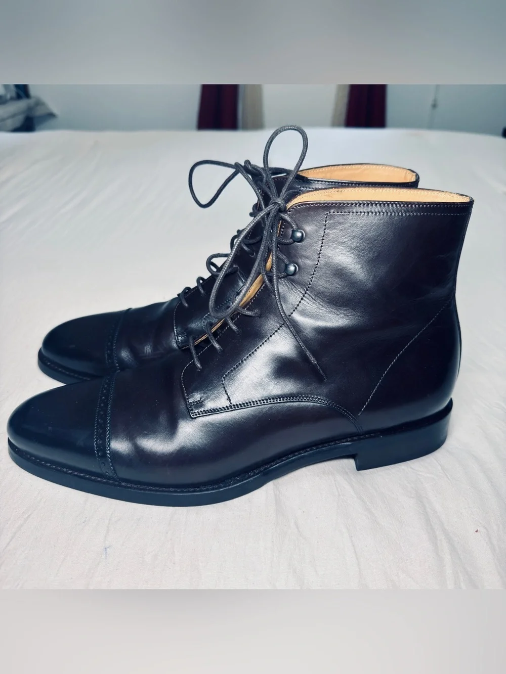 Suitsupply Men's Dark Brown Leather Lace-Up Dress Boots